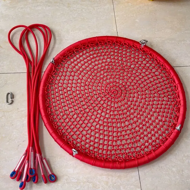 Kids Outdoor Nest Swing - 80/100cm Round Spider Web Rope Net