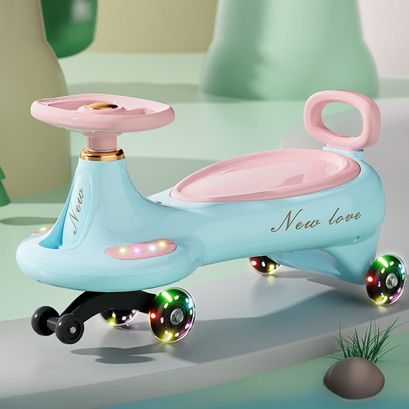 Kids Outdoor Swing And Slide - Cute Kids Swing Wiggle Car Anti-Tip