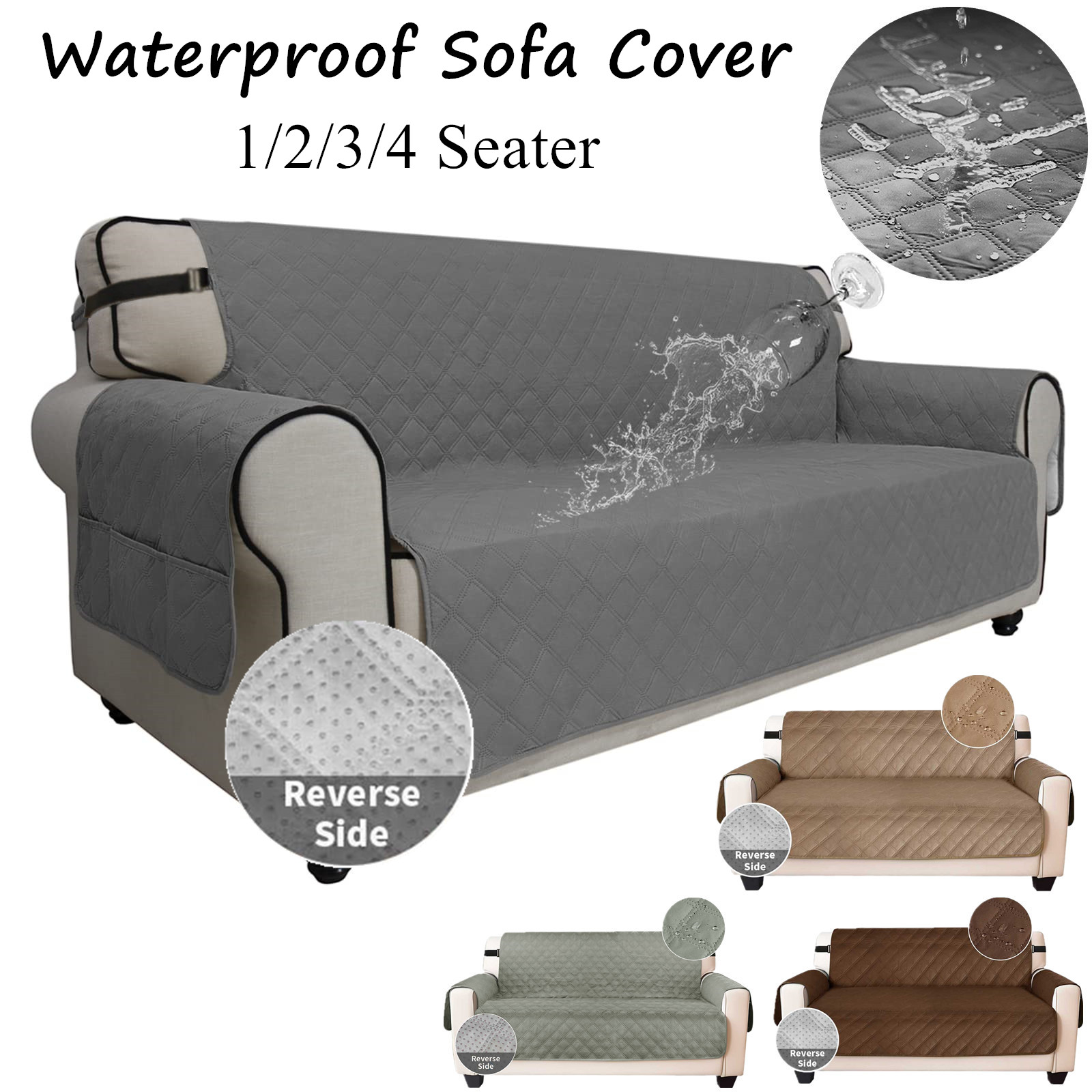 Kids Outdoor Lounge Chair - Waterproof Sofa Covers Reversible Quilted Couch