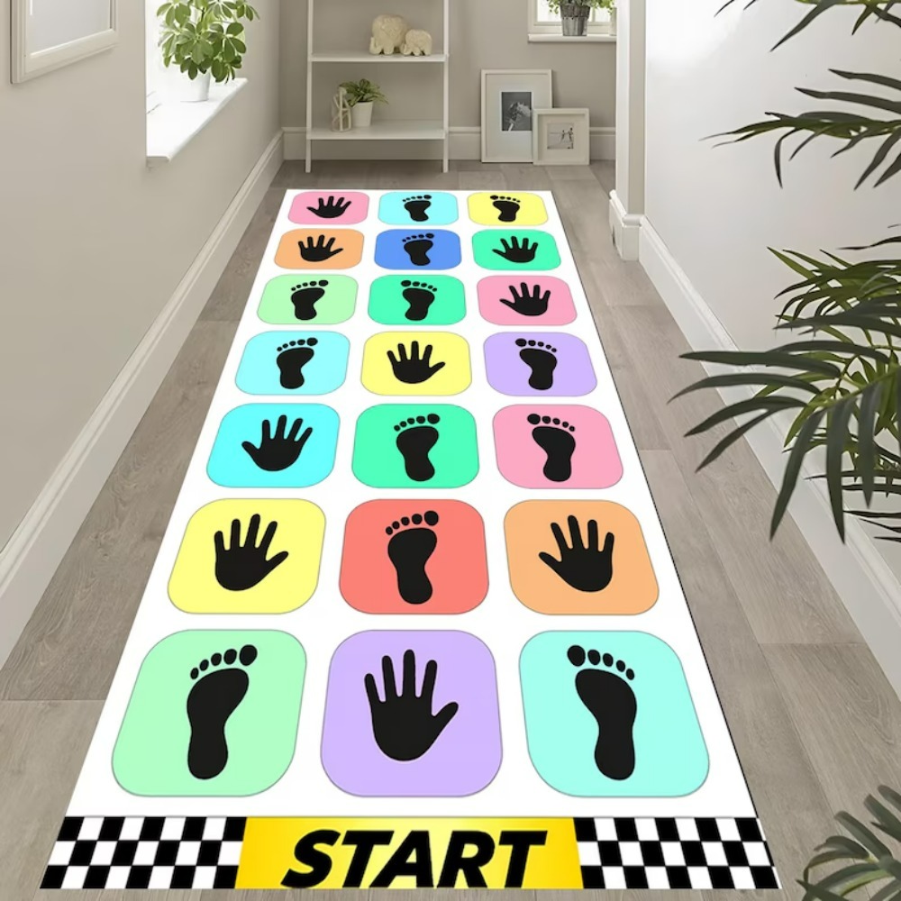 Kids Outdoor Flooring - Handprint Foot Print Game Runner Rug