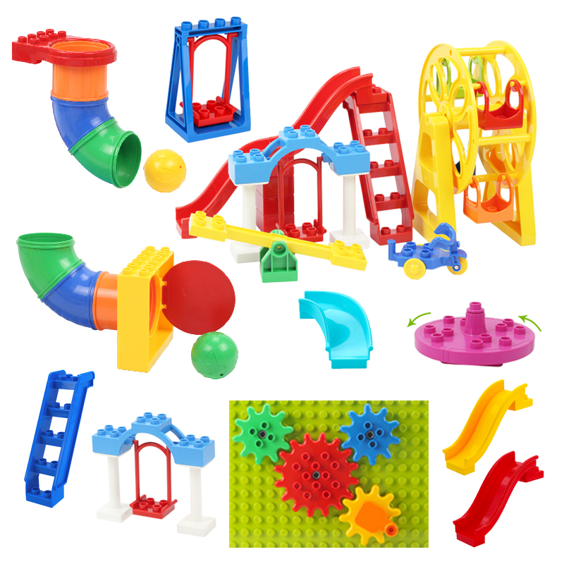 Kids Outdoor Swing And Slide - Big Building Blocks Playground Pipeline Parts