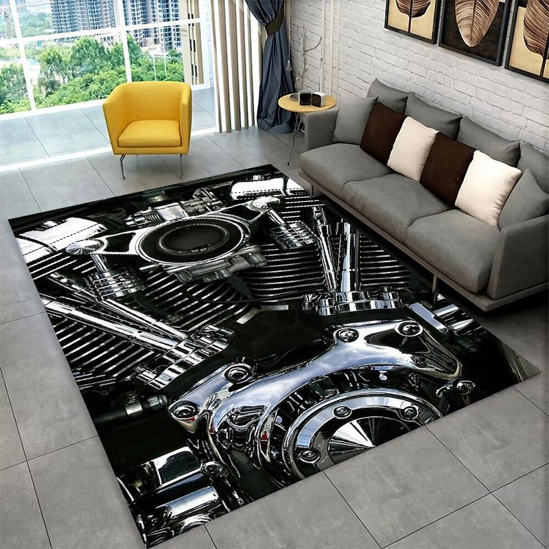 Kids Outdoor Flooring - Retro H-Harleys Racing Moto Non-Slip Area