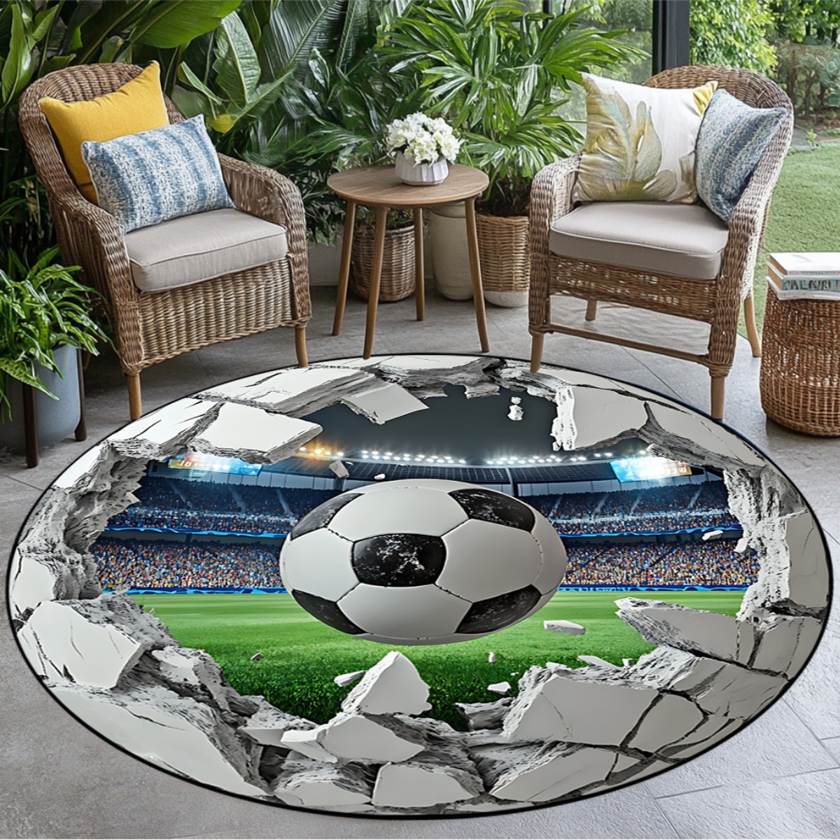 3D Football Field Round Area R - Kids Outdoor Mat Waterproof review and price