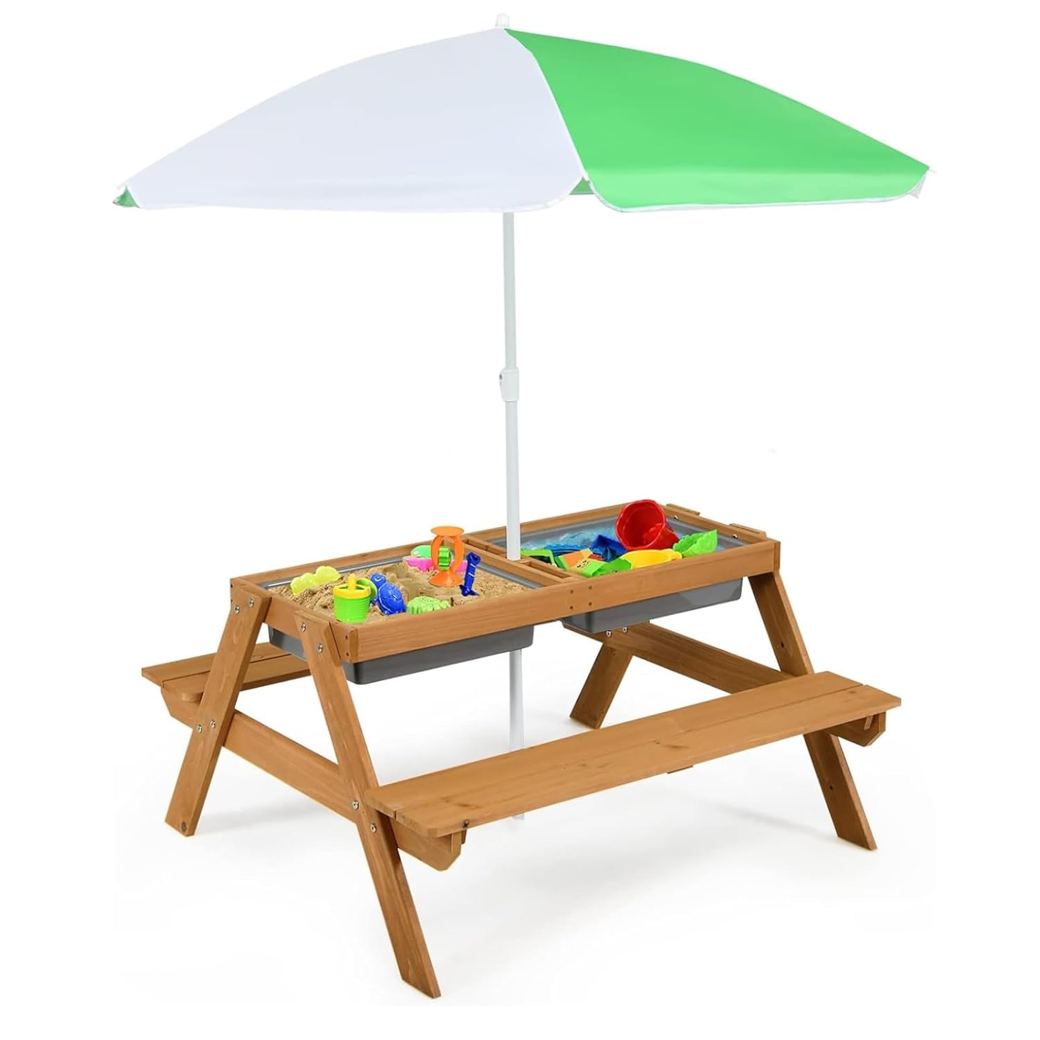 4in1 Cedar Kids Picnic Table w - Kids Outdoor Umbrella For Table review and price