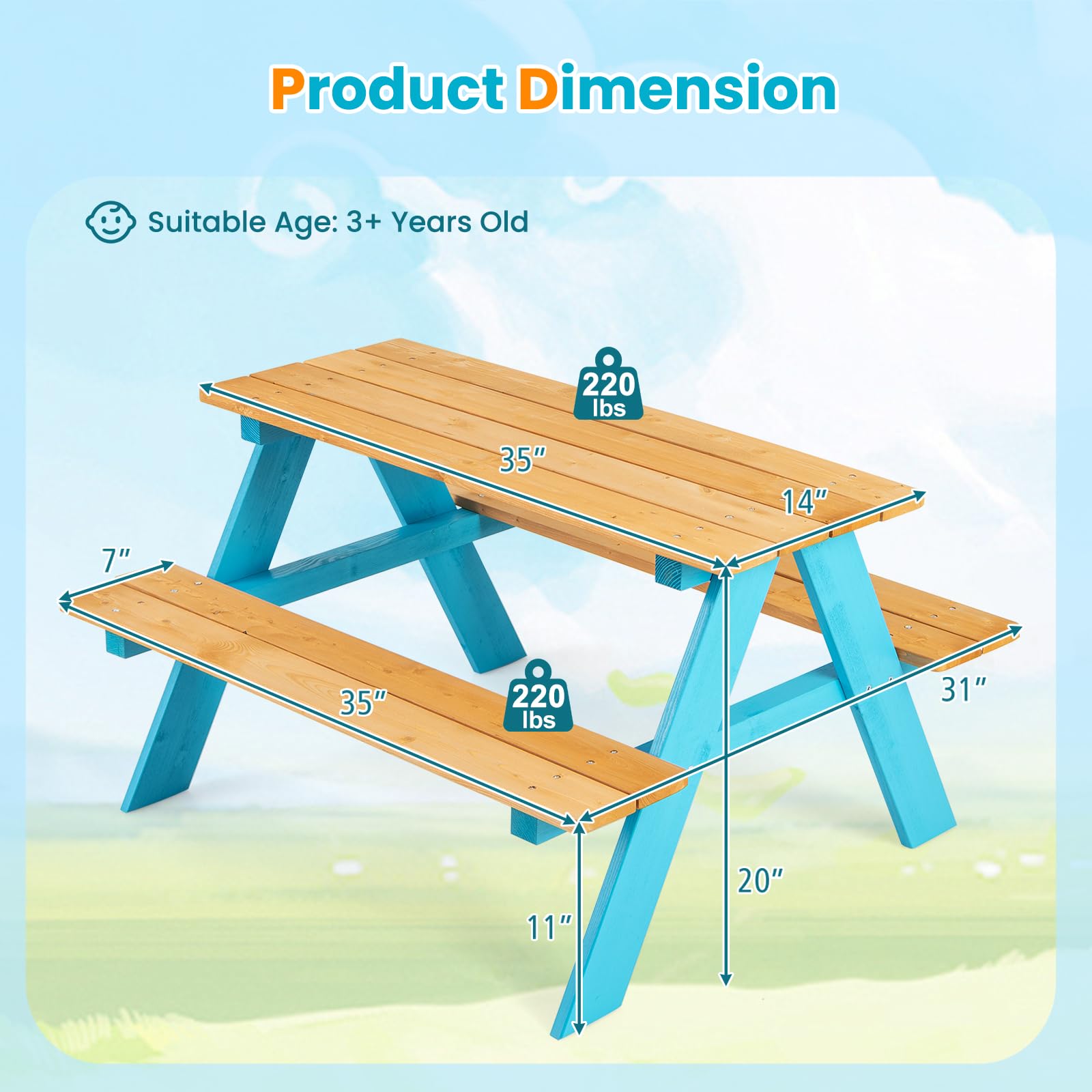 Z-CREAT Kids Wooden Outdoor Pi - Kids Outdoor Bench Table review and price