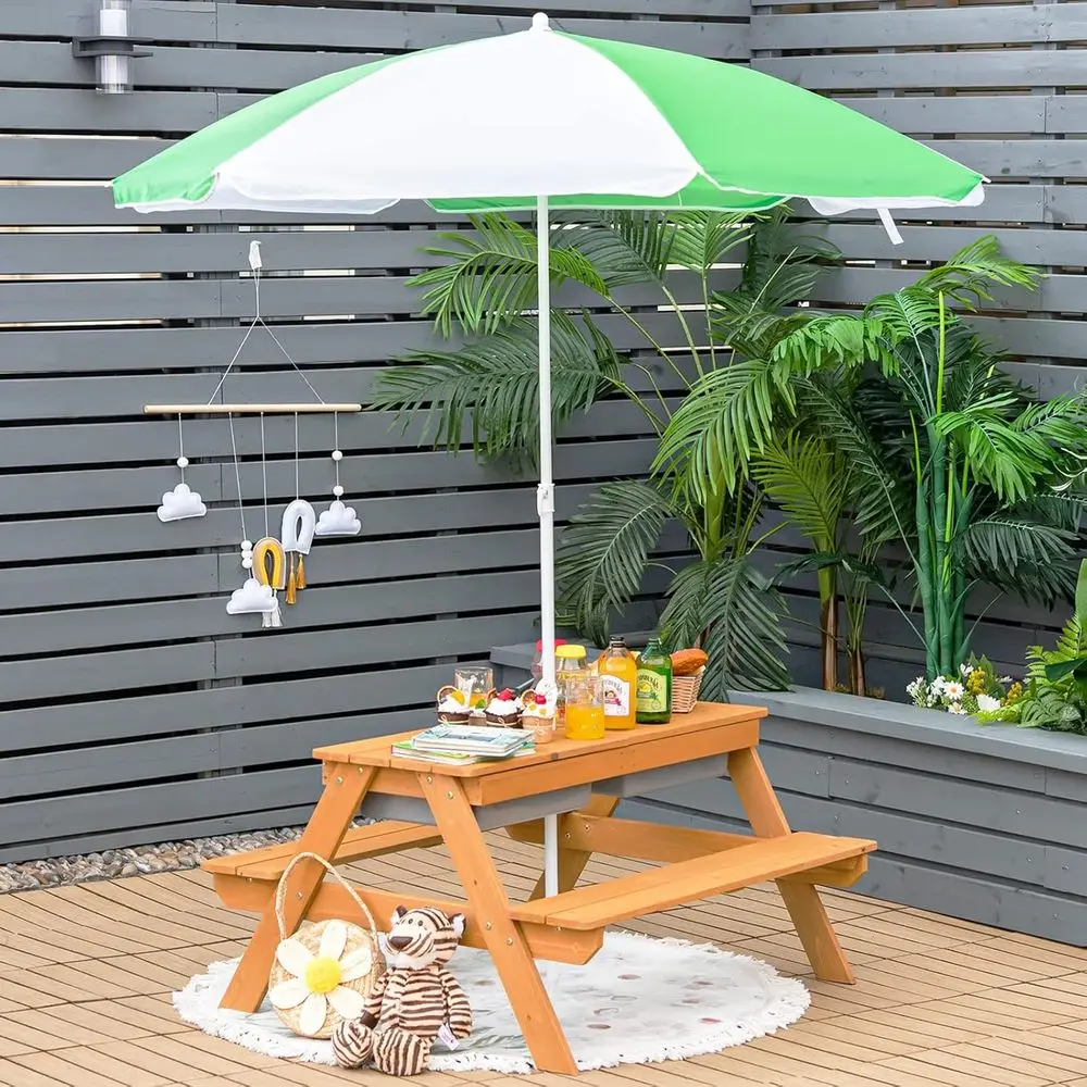 4-in-1 Wooden Sand & Water Pic - Kids Outdoor Umbrella For Table review and price