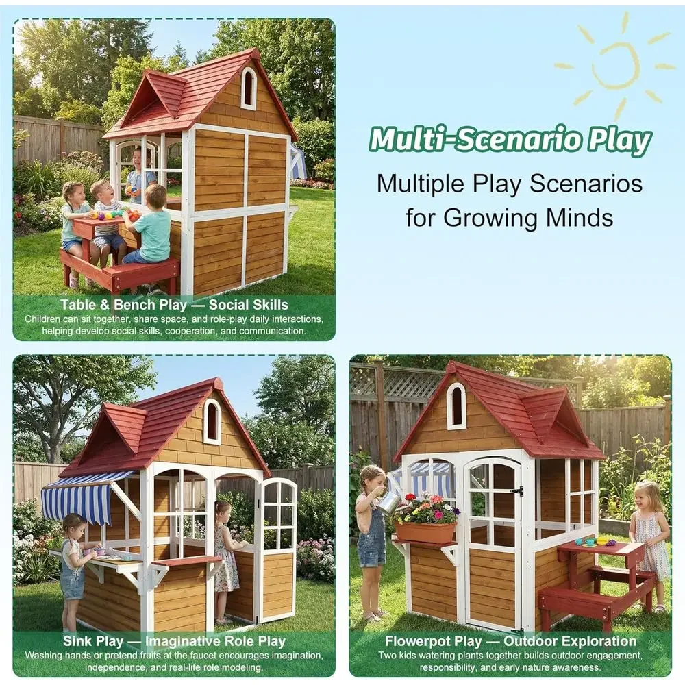 Large Solid Wood Outdoor Kids  - Kids Outdoor Bench Table review and price