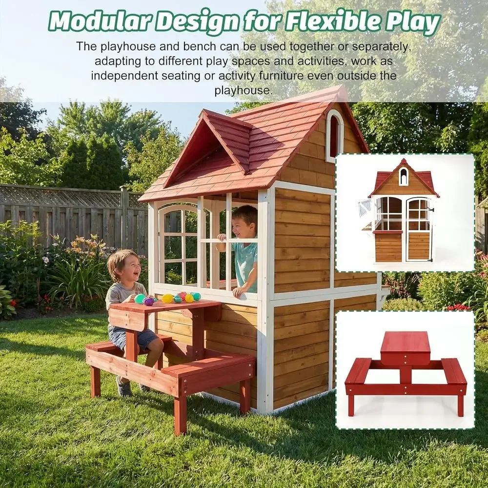 Large Solid Wood Outdoor Kids  - Kids Outdoor Bench Table review and price