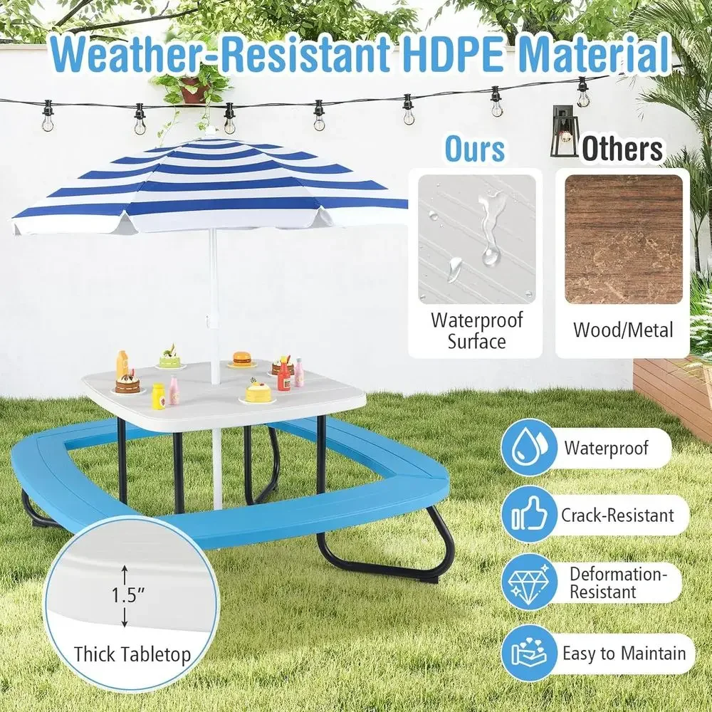 8-Person Kids Picnic Table wit - Kids Outdoor Umbrella For Table review and price