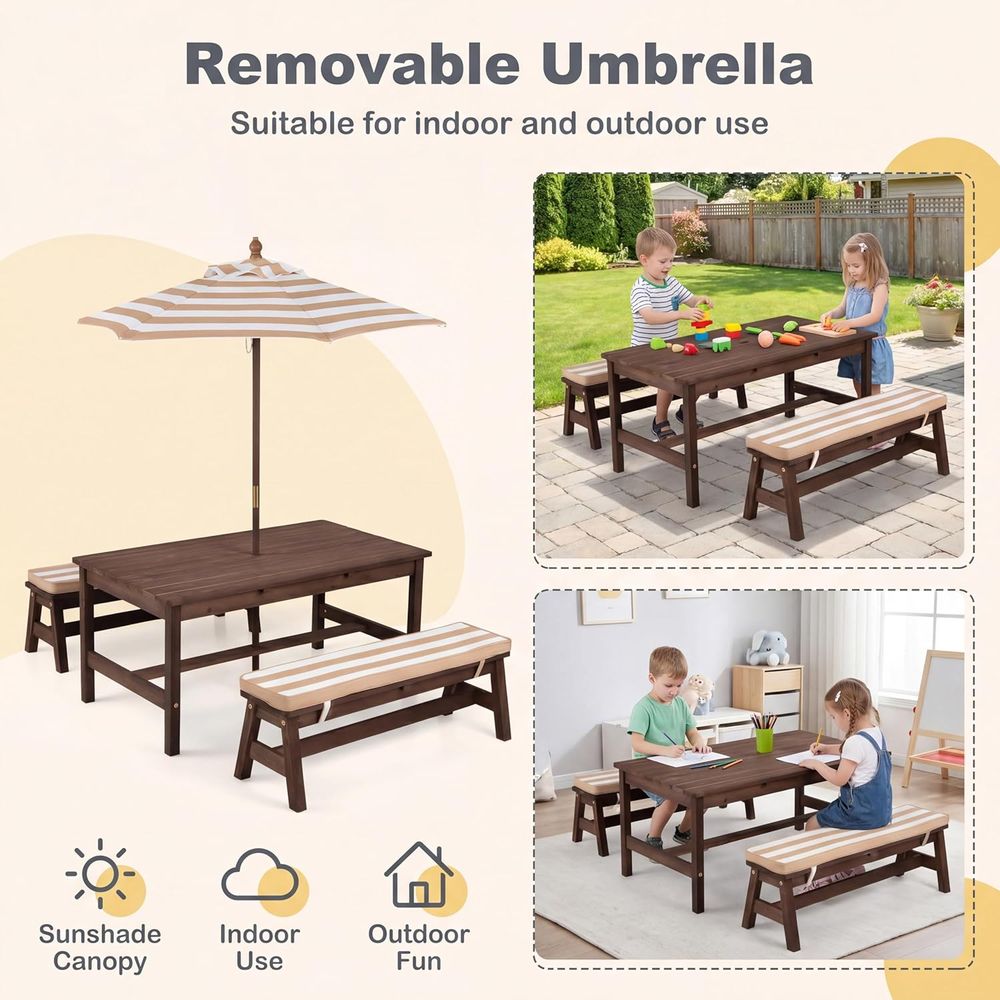 Kids Picnic Table, Large 42“x  - Kids Outdoor Umbrella For Table review and price