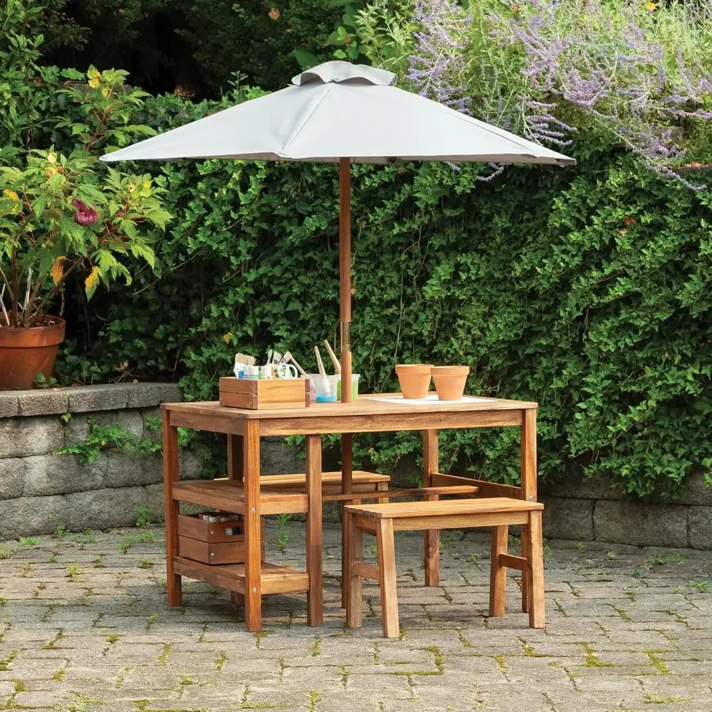 Kids Outdoor Crat Table, Bench - Kids Outdoor Umbrella For Table review and price