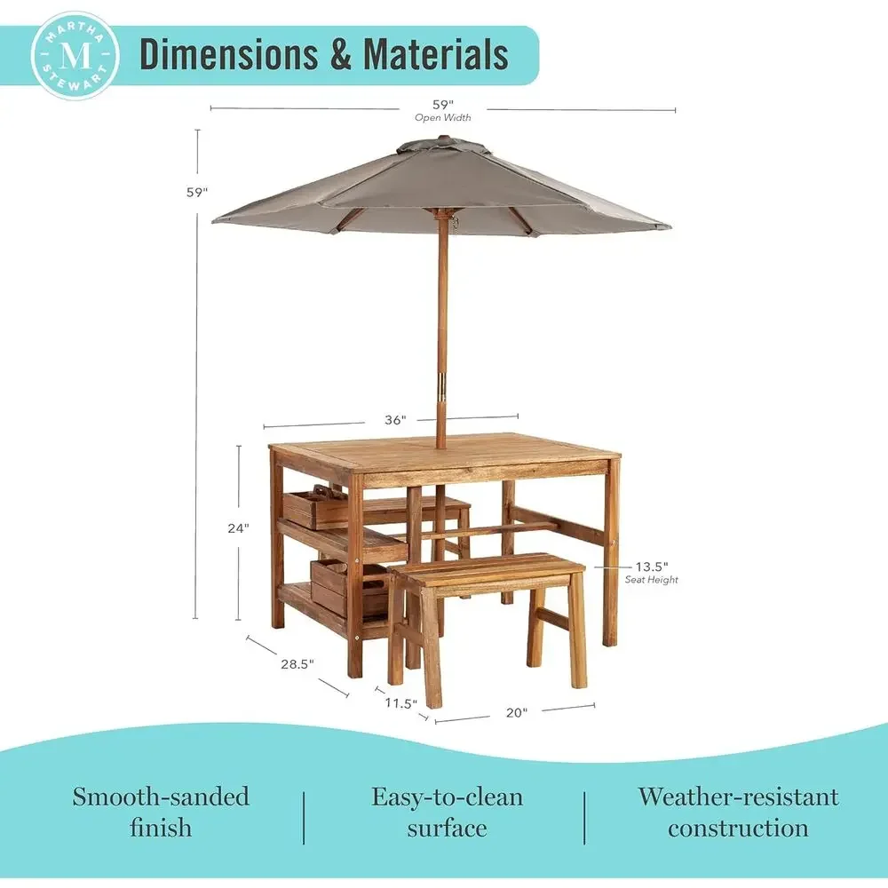 Kids Outdoor Crat Table, Bench - Kids Outdoor Umbrella For Table review and price