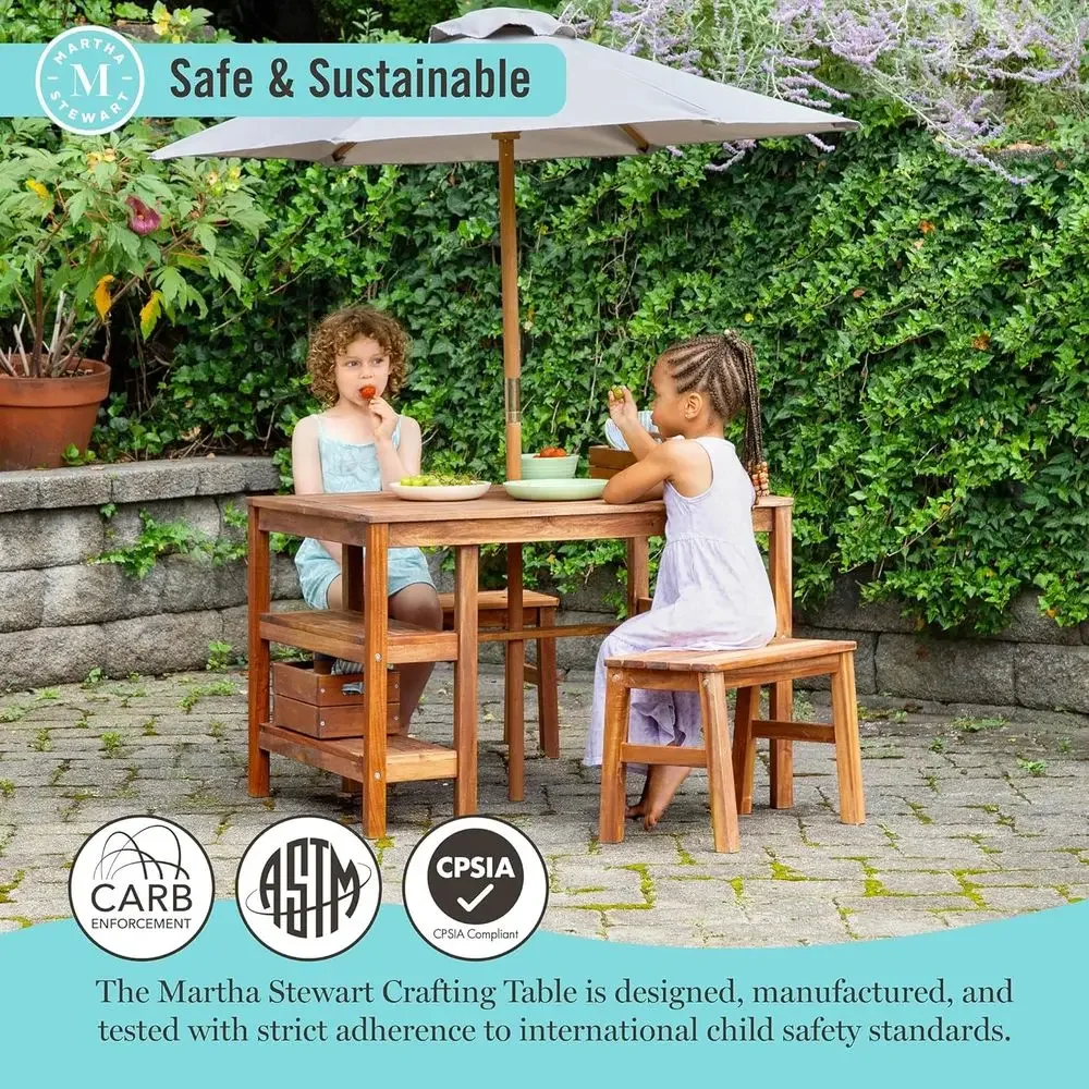 Kids Outdoor Crat Table, Bench - Kids Outdoor Umbrella For Table review and price