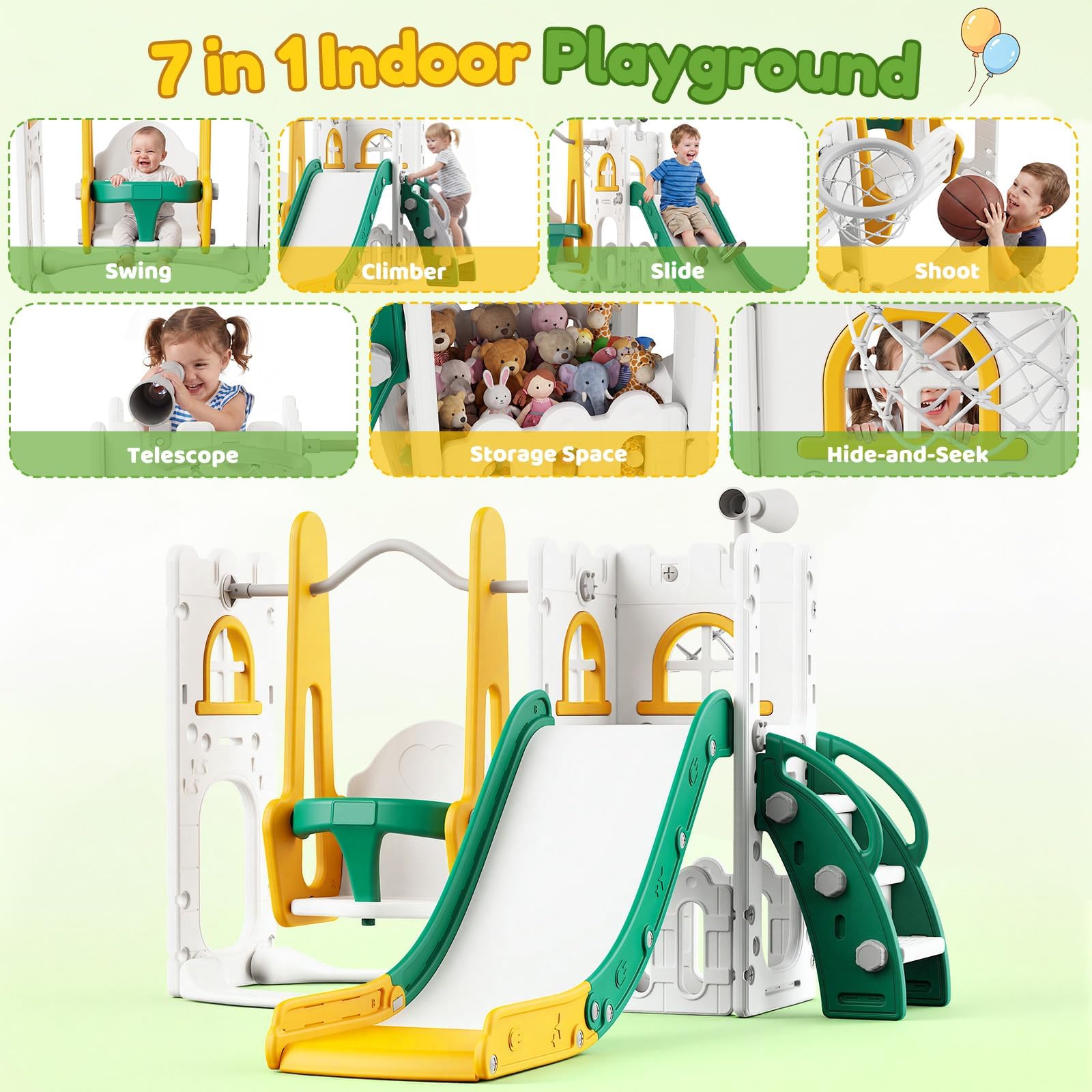7 in 1 Toddler Slide And Swing - Kids Outdoor Swing And Slide review and price
