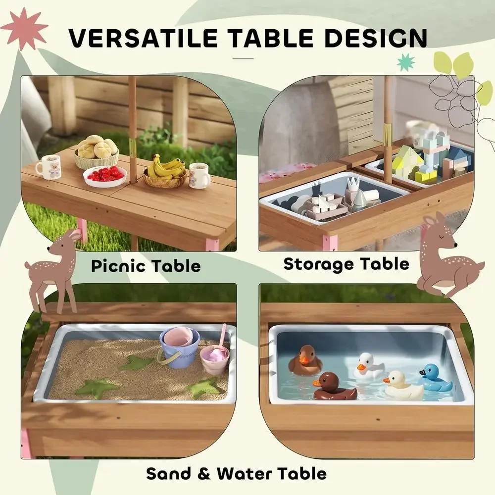 Wooden Picnic Table Set with U - Kids Outdoor Umbrella For Table review and price