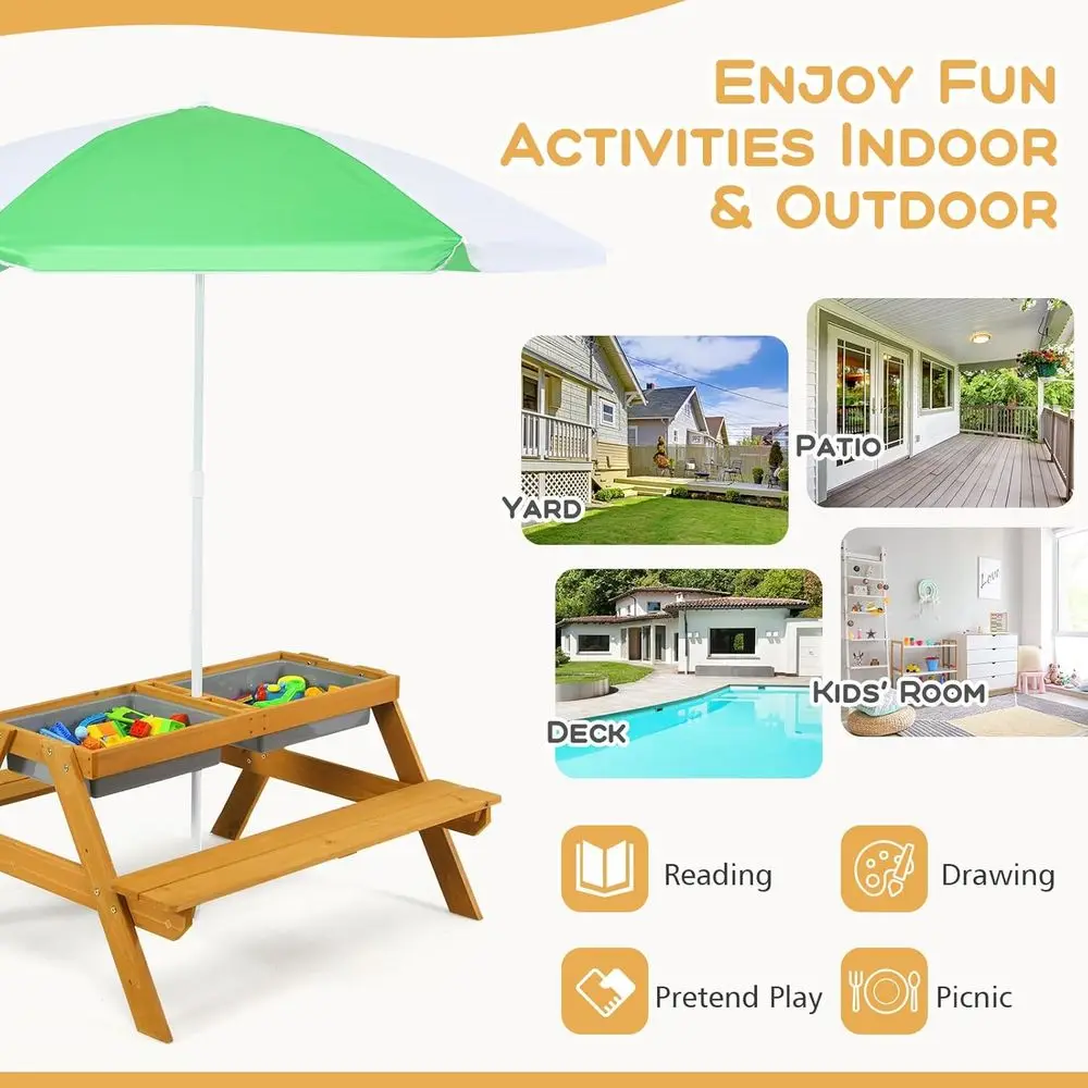 3-in-1 Height-Adjustable Umbre - Kids Outdoor Umbrella For Table review and price