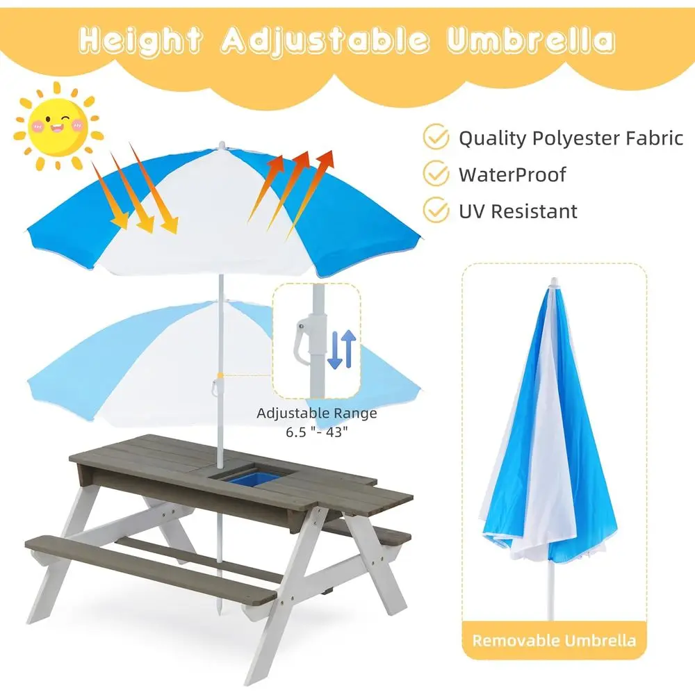 Convertible 3-in-1 Wooden Picn - Kids Outdoor Umbrella For Table review and price