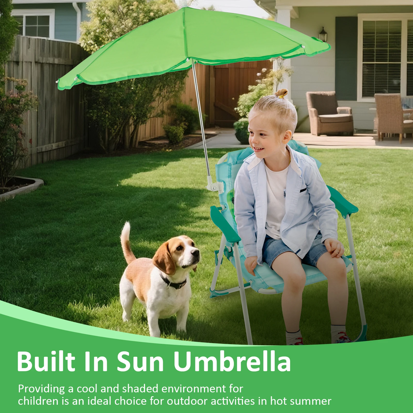 Kids Folding Beach Chair With  - Kids Outdoor Loungers review and price