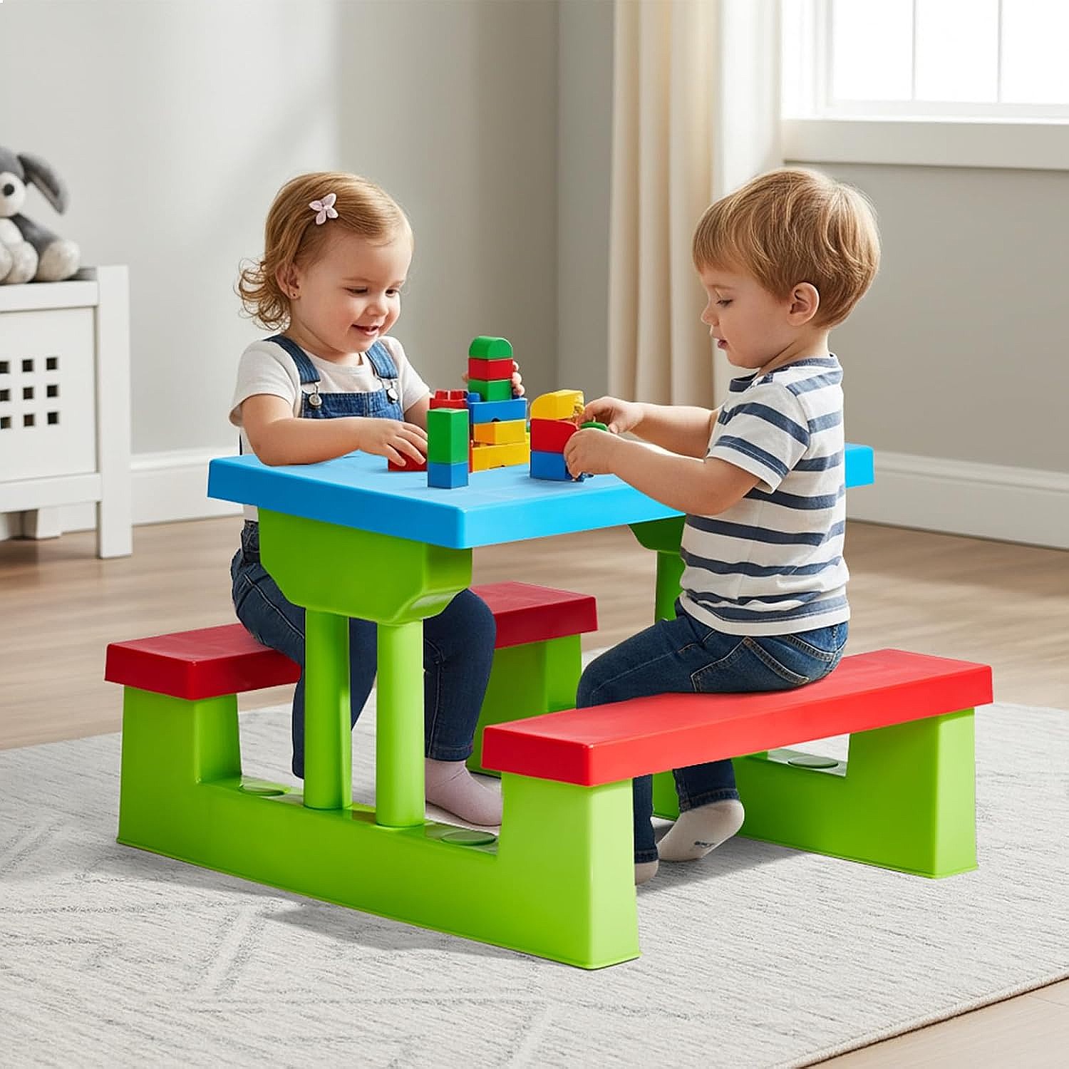 JOYMOR Kids Picnic Table with  - Kids Outdoor Umbrella For Table review and price