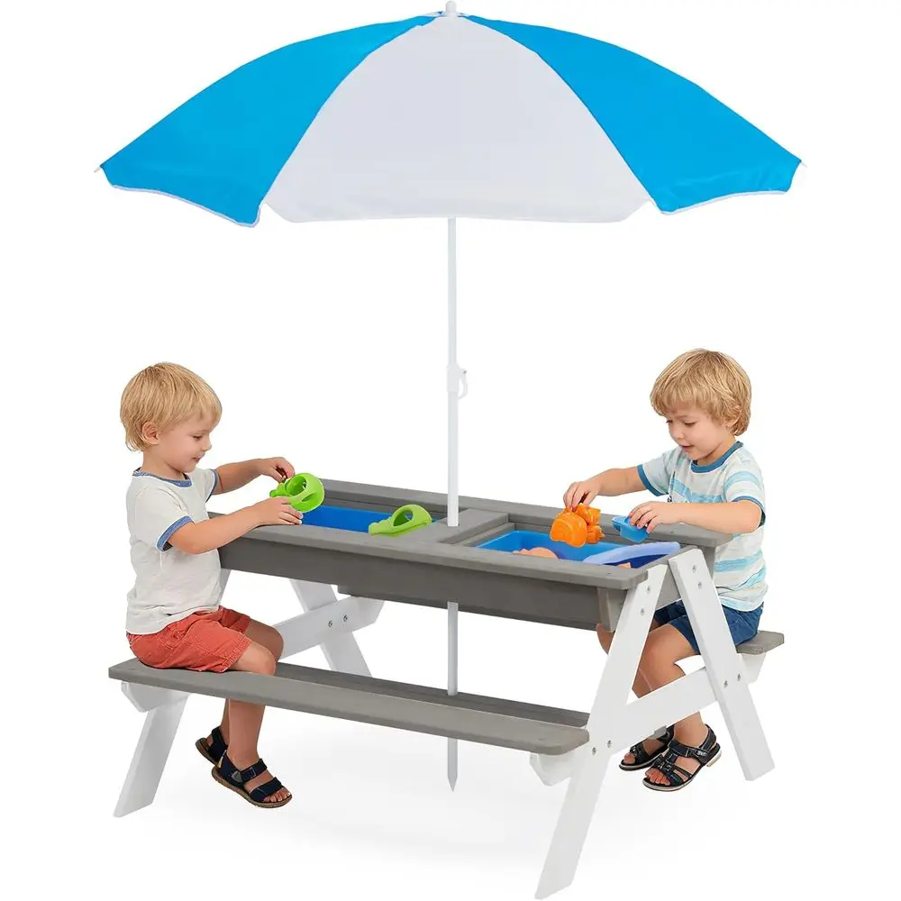 Convertible 3-in-1 Wooden Picn - Kids Outdoor Umbrella For Table review and price