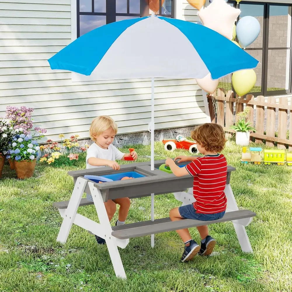 Convertible 3-in-1 Wooden Picn - Kids Outdoor Umbrella For Table review and price