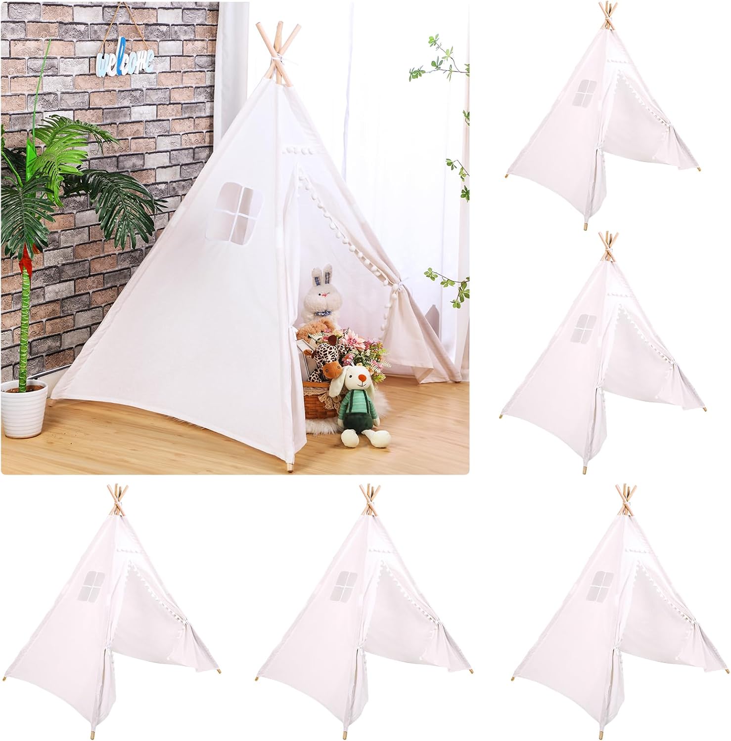 Windyun 6 Pcs Kids Teepee Tent - Kids Outdoor Teepee review and price