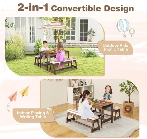Kids Picnic Table, Outdoor Woo - Kids Outdoor Umbrella For Table review and price