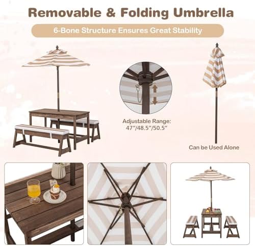 Kids Picnic Table, Outdoor Woo - Kids Outdoor Umbrella For Table review and price