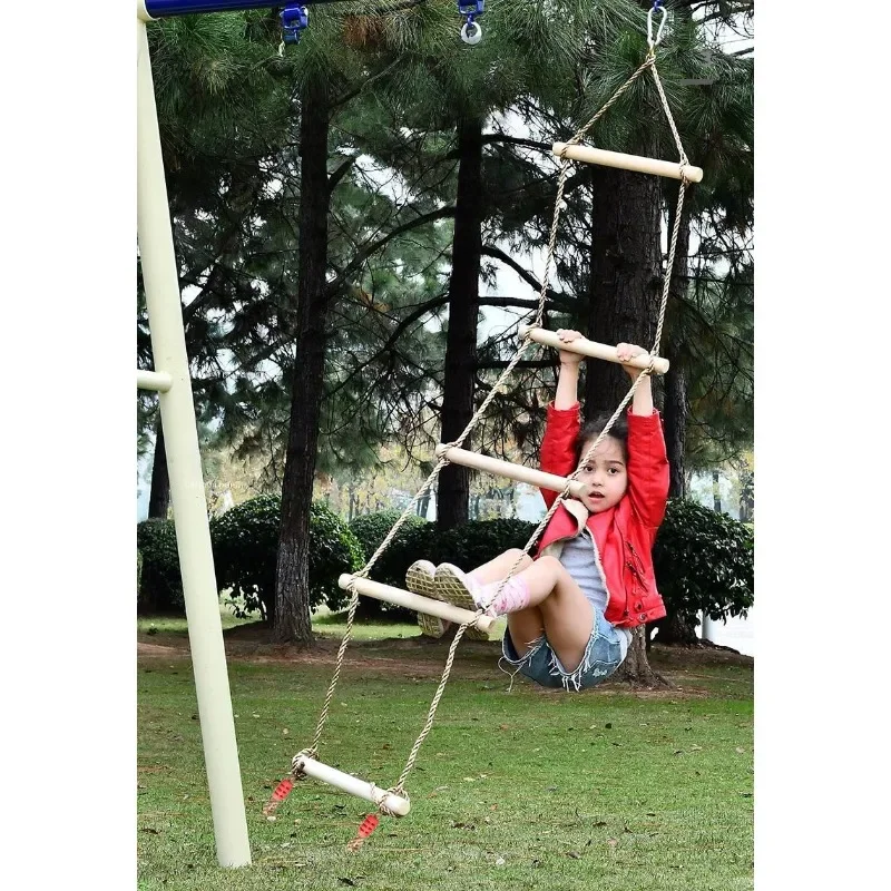 Children Climbing Rope Ladder  - Kids Outdoor Swing And Slide review and price