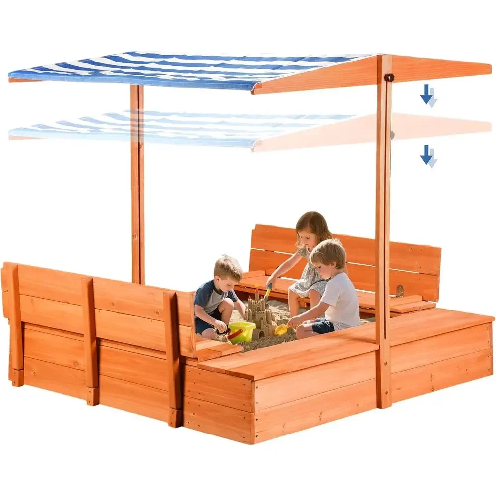Kids Wooden Outdoor Sandbox wi - Kids Outdoor Bench Table review and price