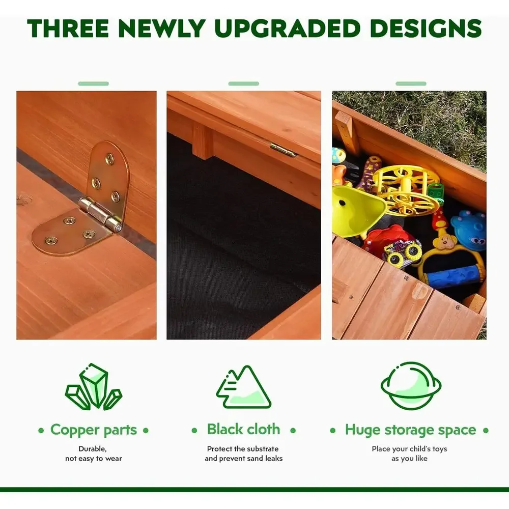 Kids Wooden Outdoor Sandbox wi - Kids Outdoor Bench Table review and price