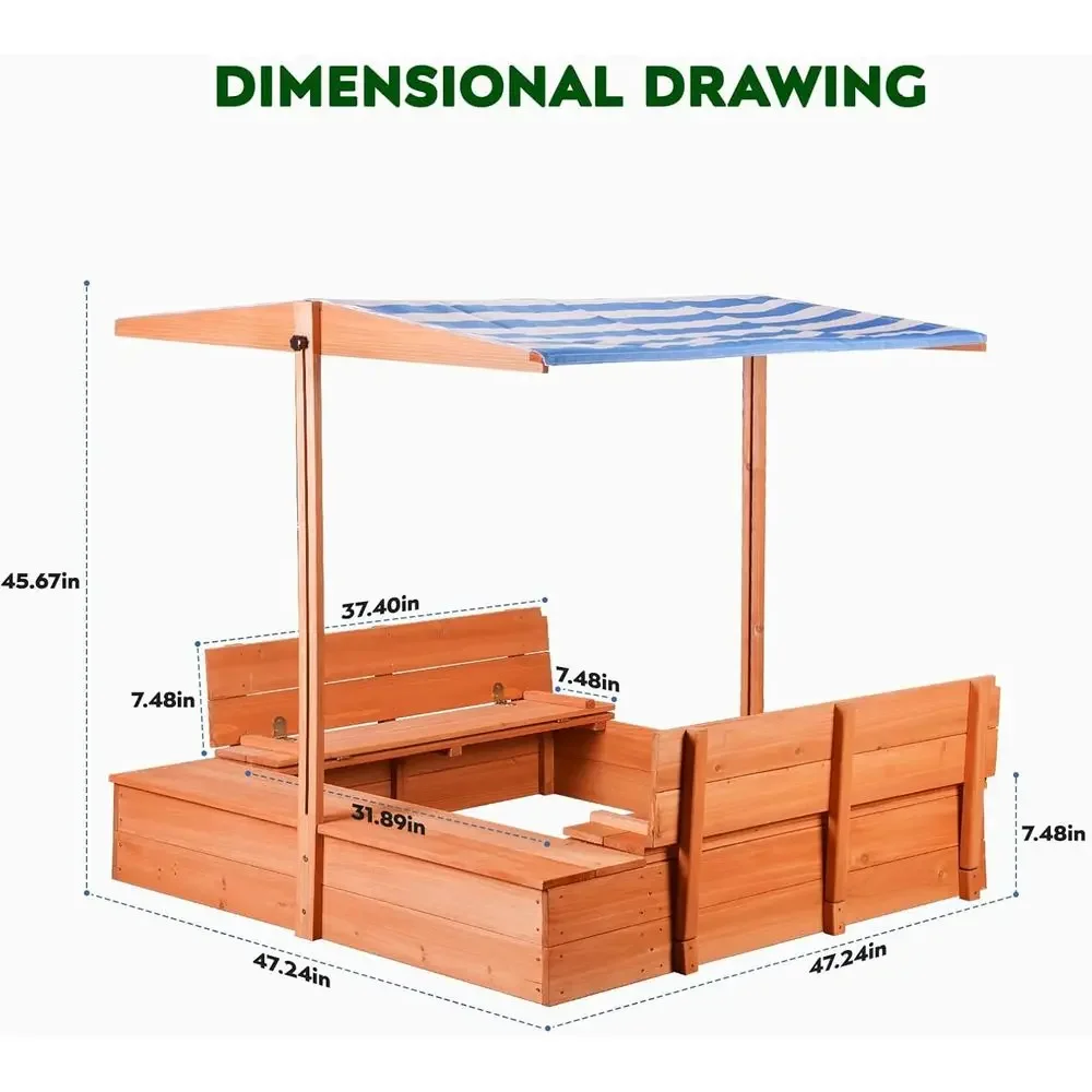 Kids Wooden Outdoor Sandbox wi - Kids Outdoor Bench Table review and price