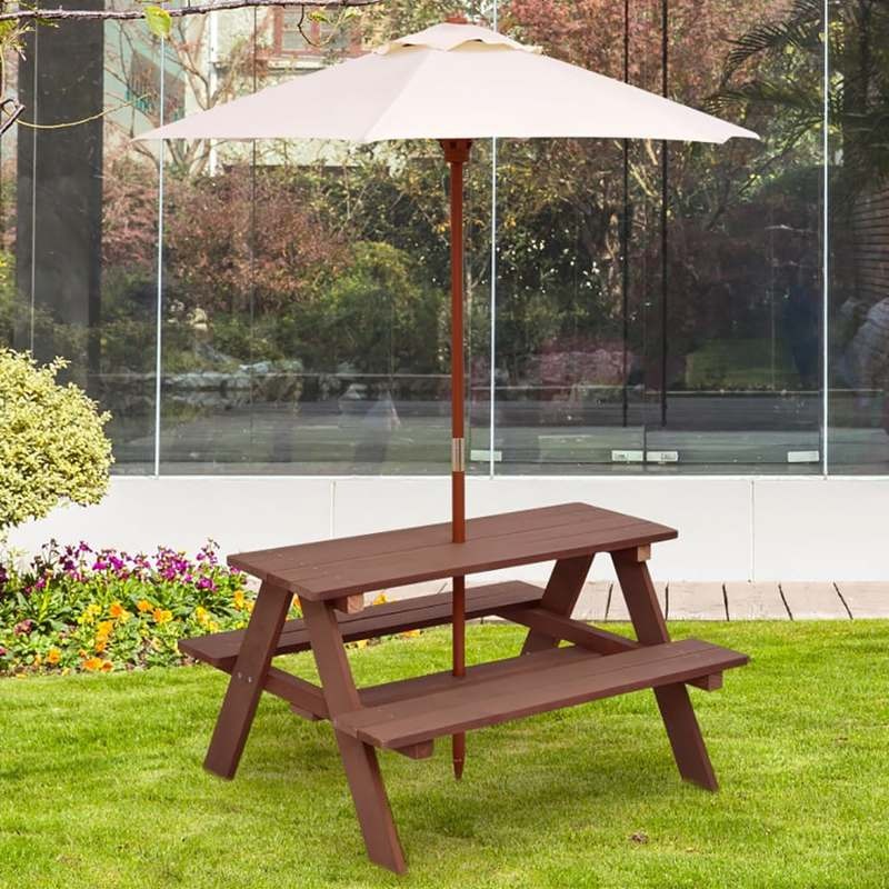 Outdoor 4-Seat Kids Picnic Tab - Kids Outdoor Umbrella For Table review and price