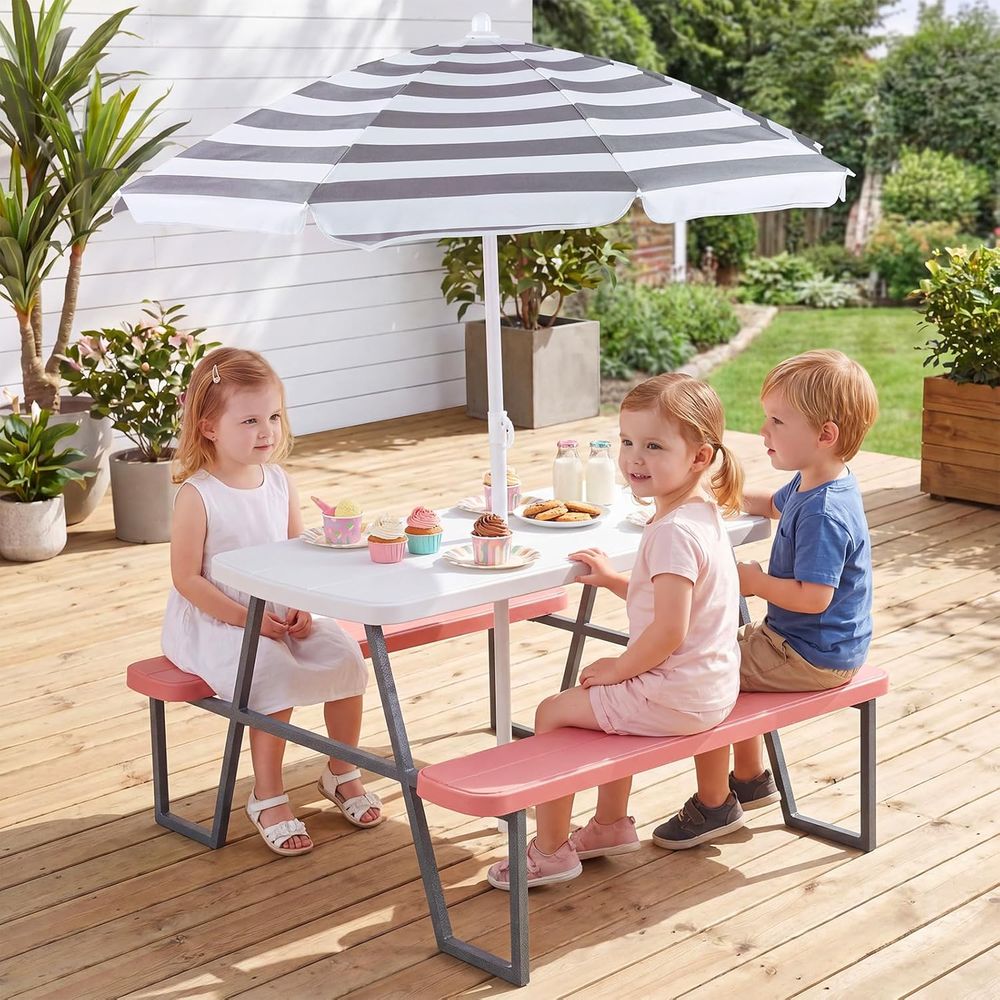 Kids Picnic Table, Toddler Out - Kids Outdoor Umbrella For Table review and price